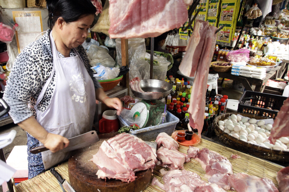 Köttimporten till Kina har ökat kraftigt till följd av att landets egna köttproduktion drabbats av svinpest. Arkivbild.
