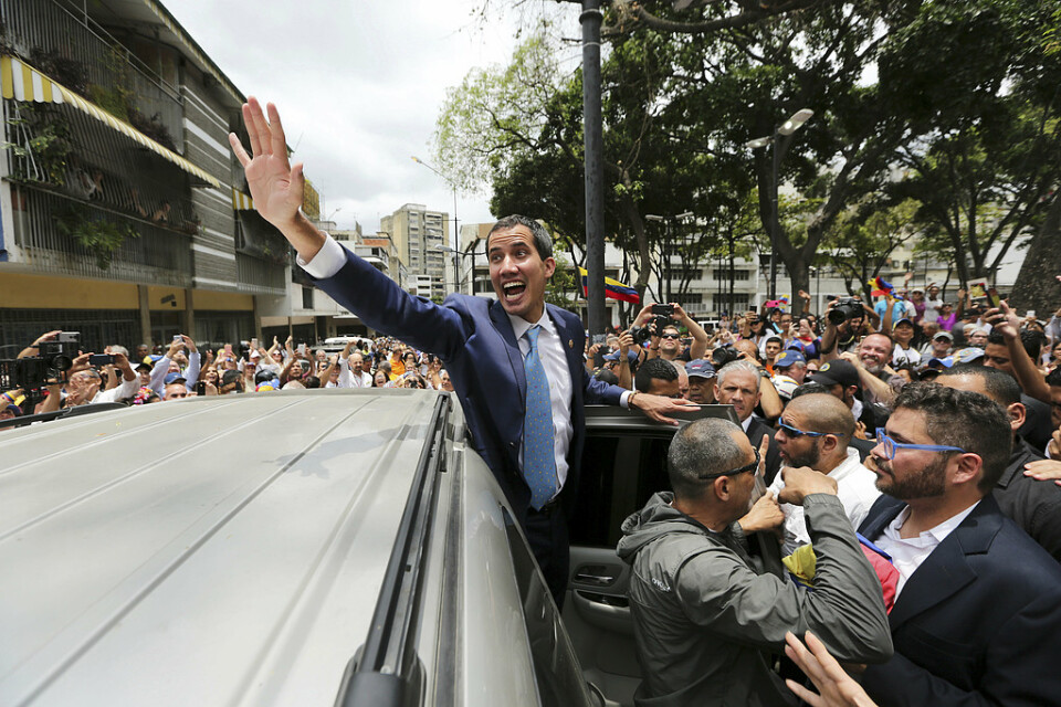 Juan Guaidó i Caracas på fredagen. Arkivbild.