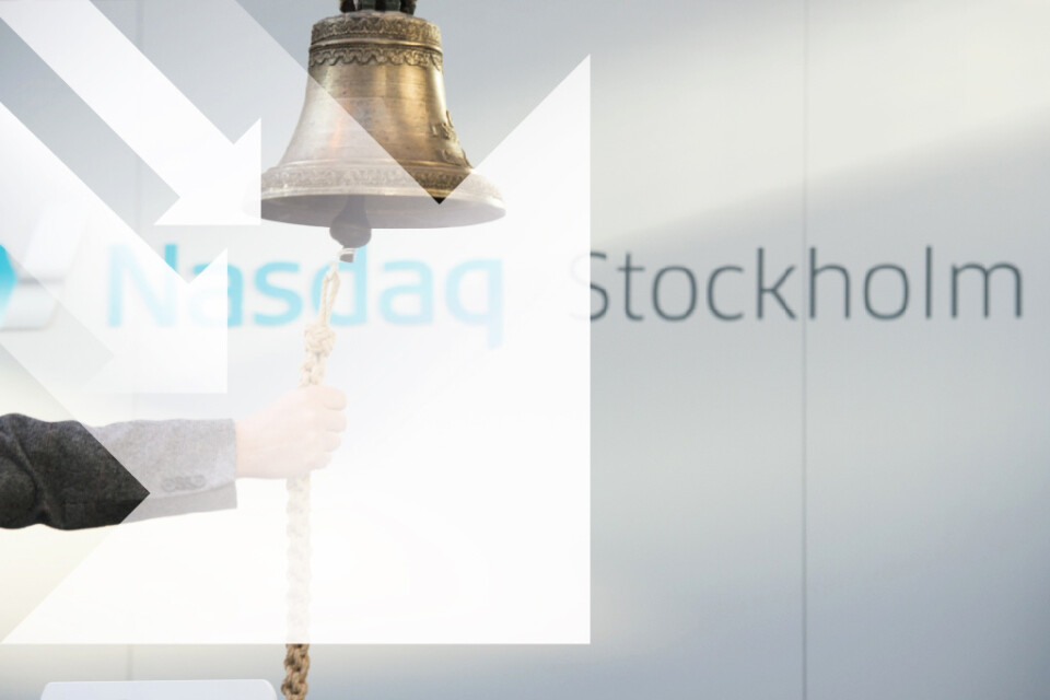 Stockholmsbörsen sjunker. Bildmontage.