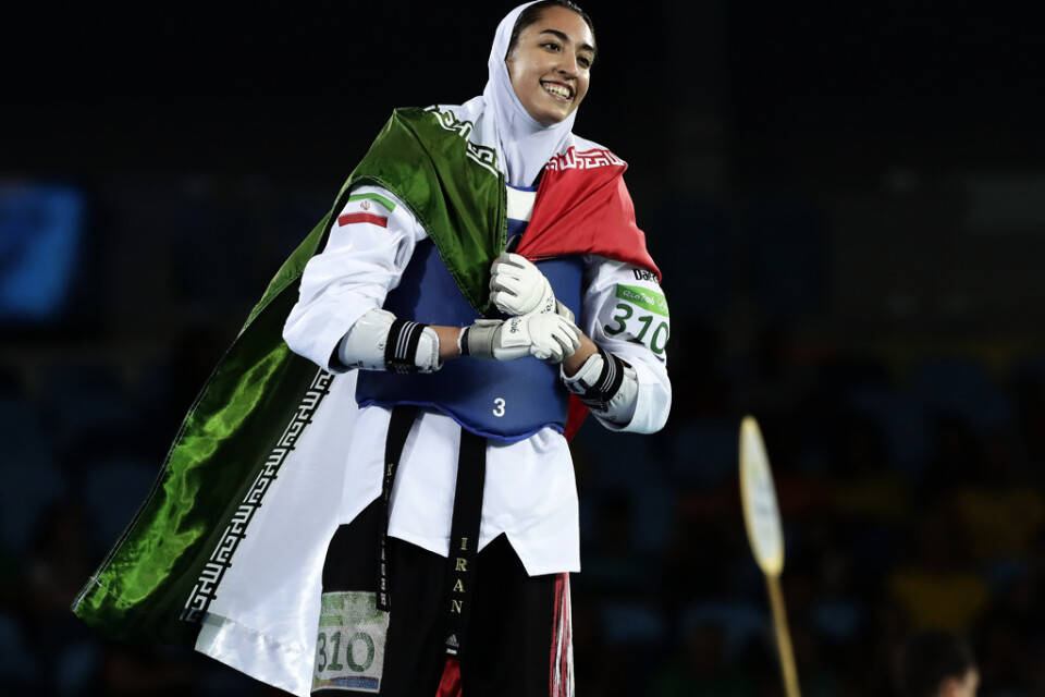 Kimia Alizadeh efter att ha vunnit OS-brons i Rio de Janeiro, Brasilien, 2016. Arkivbild.