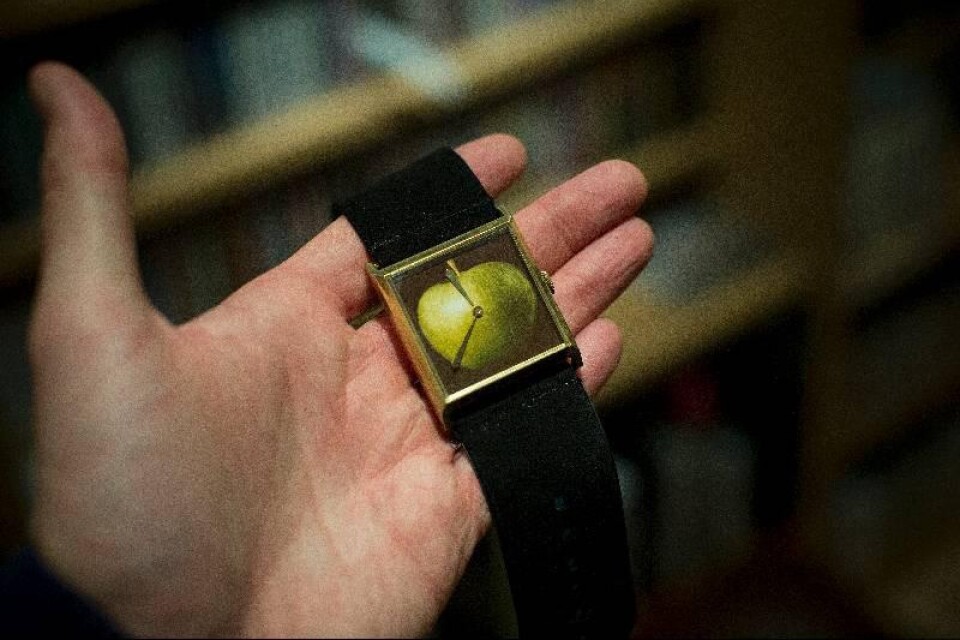 Käraste prylen: en klocka som Olander fick av Beatles skivbolag Apple i samband med att han vann 10 000-kronorsfrågan 1973.