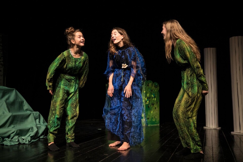I Sophiaskolans version av ”En midsommarnattsdröm” finns två Puck, som spelas av Siri Ängmo von Borstel och Flora Ängmo. Ester Melin Högberg spelar Oberon.