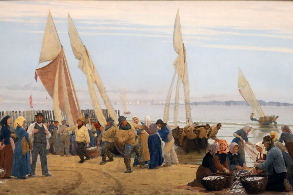 P.S.Krøyers målning från Hornbæk. Som synes på de välfyllda korgarna var det ett lyckat fiske.