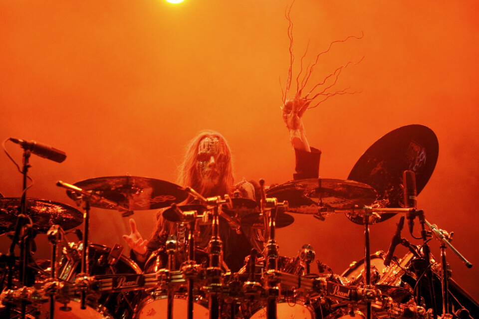 Joey Jordison under en konsert med Slipknot i Lissabon 2009. Arkivbild.