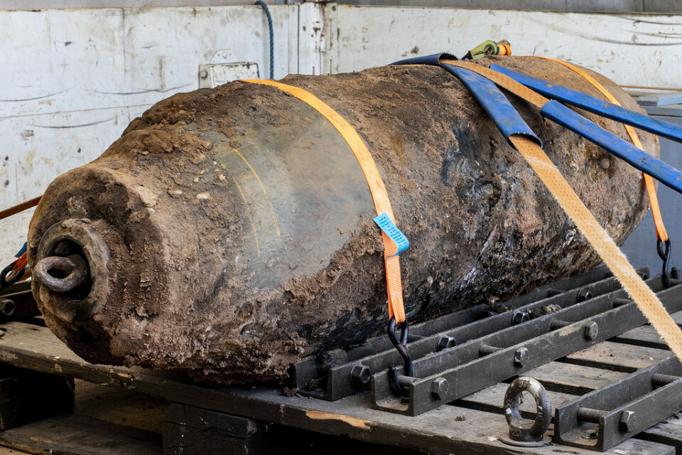 En desarmerad bomb från andra världskriget som hittades i Frankfurt 2019. Arkivbild.