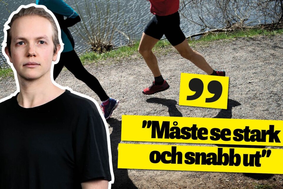 Anton Lernstål skriver om löpning och att försöka se starkare ut än man är: ”Att trumma förbi andra som är ute och joggar ger mig en energiboost.” Någon som känner igen sig?