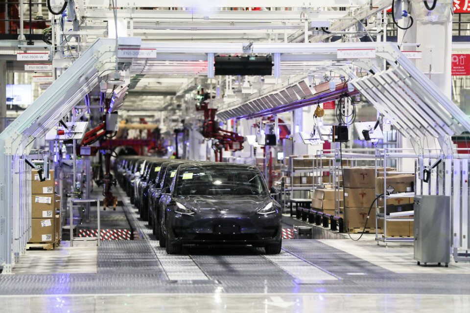 Tesla producerade över 10|000 bilar på sin fabrik i Shanghai i april, enligt branschorganisationen CPCA. Arkivbild.