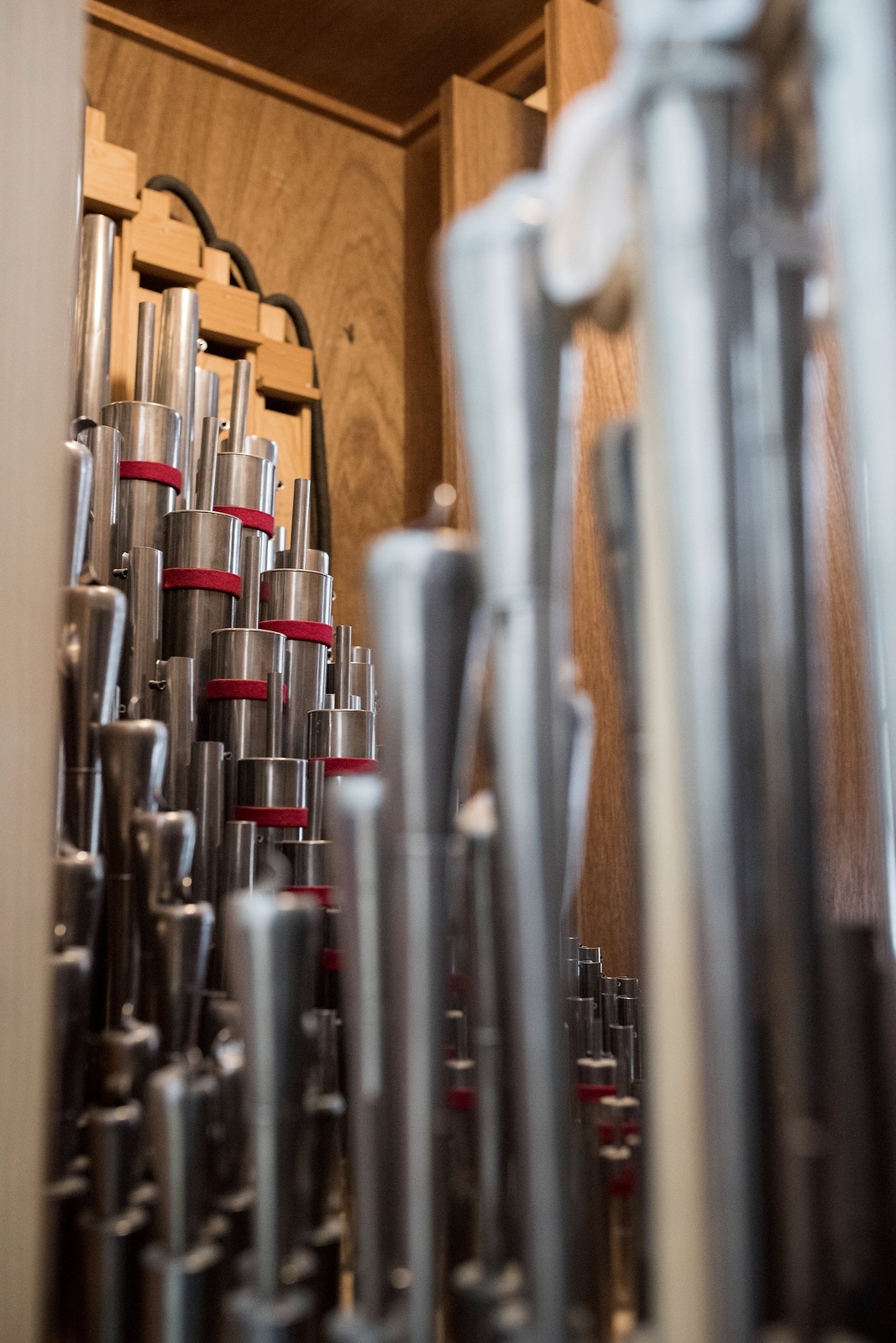 En orgel har många pipor, för flera olika stämmor.