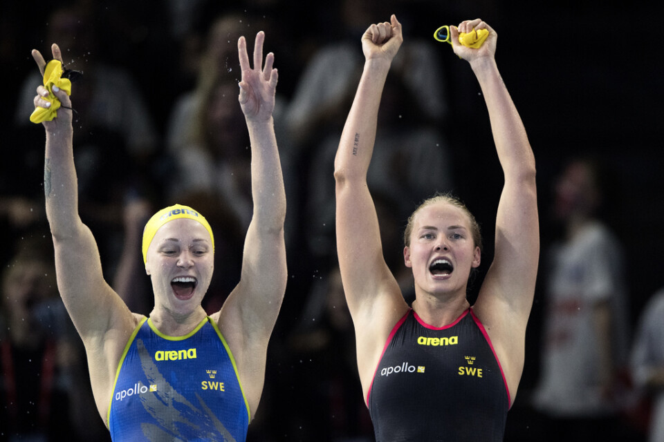 Sarah Sjöström och Michelle Coleman, bilden, är med i höstens International swimming league tillsammans med Louise Hansson. Arkivbild.