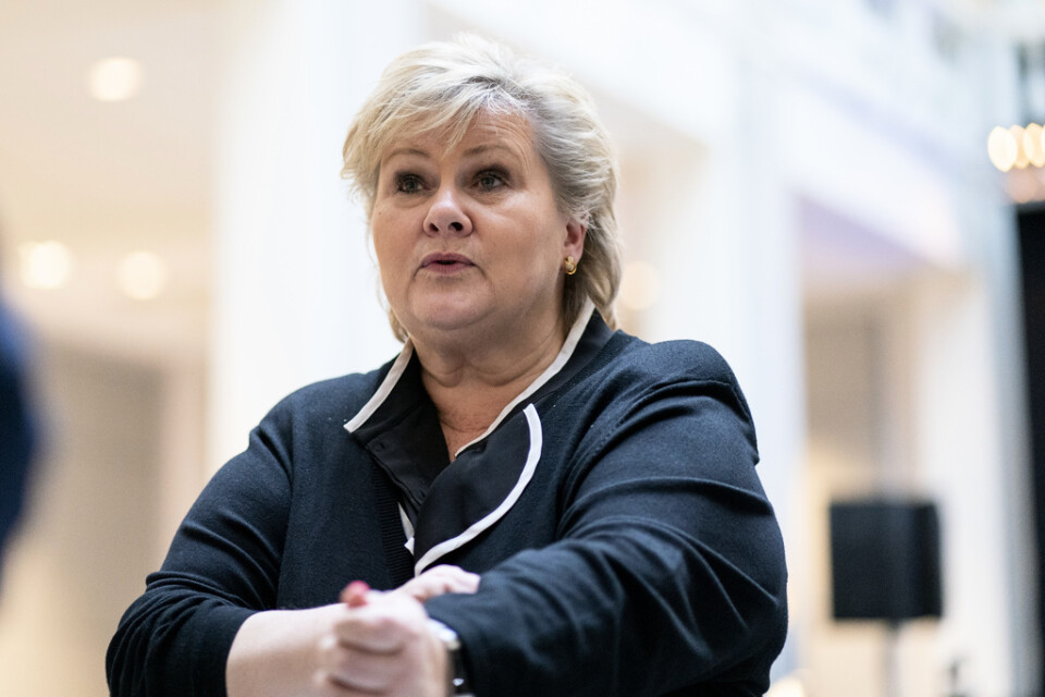 Norges statsminister Erna Solberg lättar på virusrestriktionerna. Arkivbild.