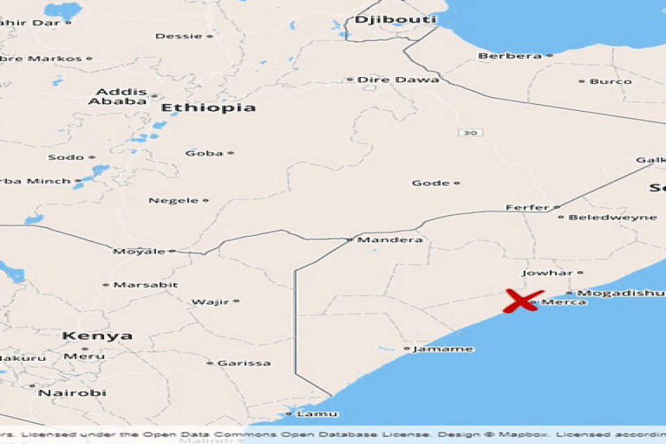 Militärbasen ligger i staden Awdhigle, ungefär sju mil från huvudstaden Mogadishu.