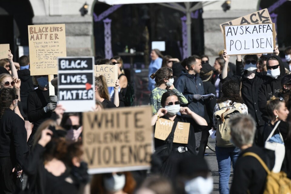 Demonstration för Black Lives Matter i Malmö under sommaren.