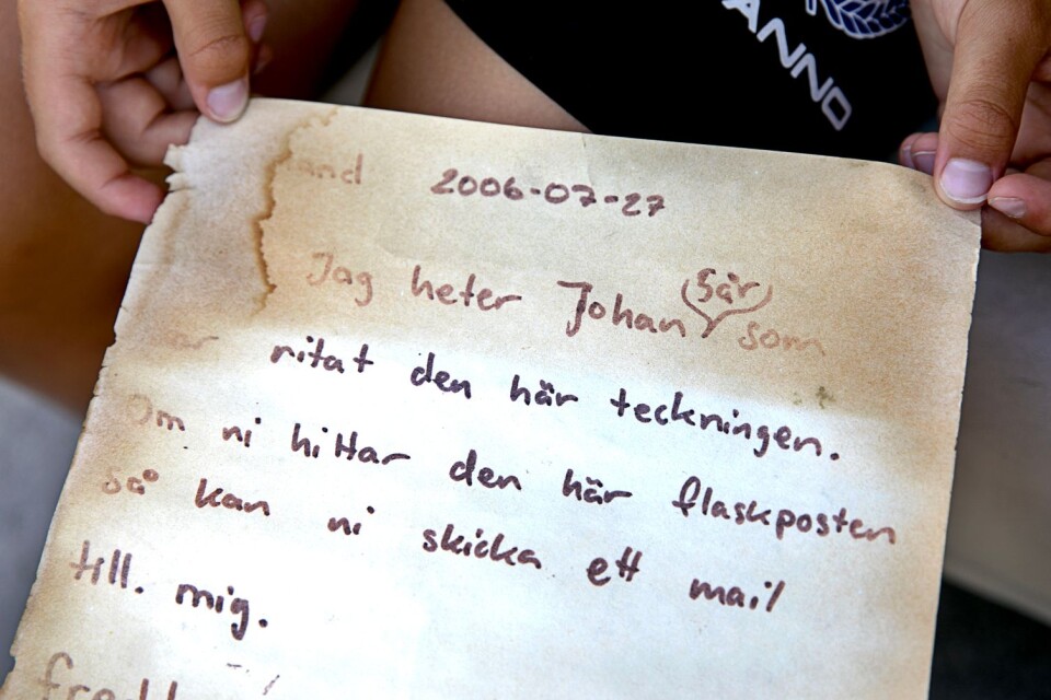 Brevet i flaskposten skrevs den 27 juli 2006.