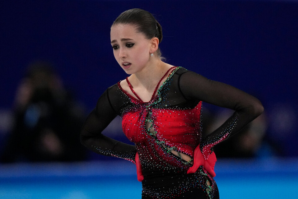 Kamila Valieva efter sitt fria program i OS, där hon inte lyckades ta medalj. Arkivbild.
