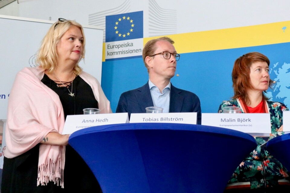 Anna Hedh (S), Tobias Billström (M) och Malin Björk (V) debatterade hur EU ska utforma sin asyl- och migrationspolitik.