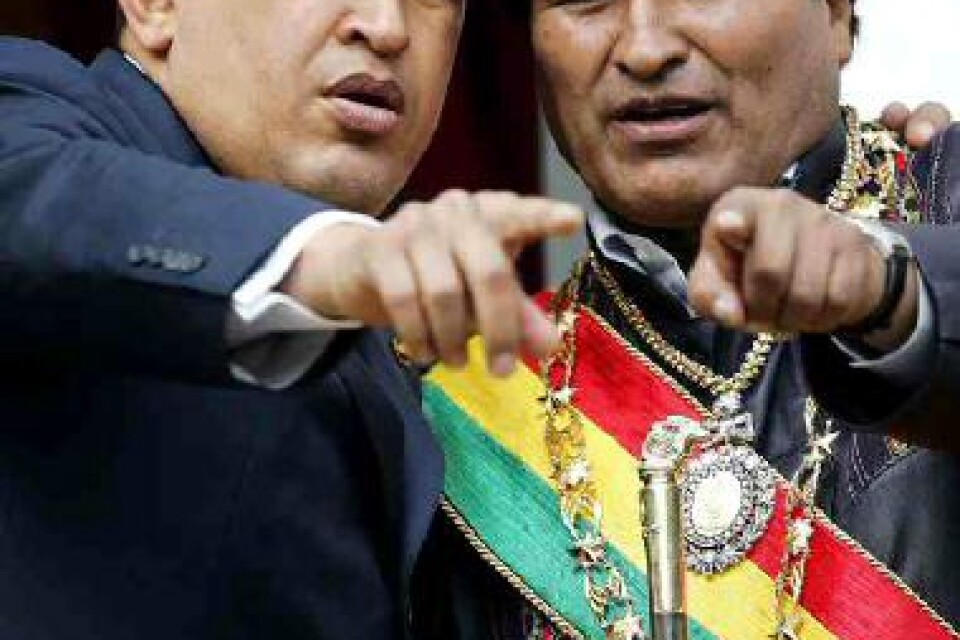 Chávez och Morales. Förenade i en anti-imperialistisk kamp. Foto: PRESSENS BILD