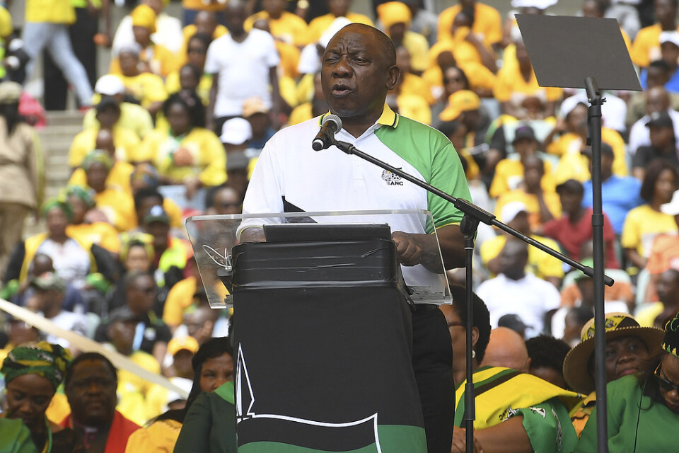 Sydafrikas president och ANC:s ordförande Cyril Ramaphosa lanserar partiets valmanifest i Durban i januari i år. Arkivbild.