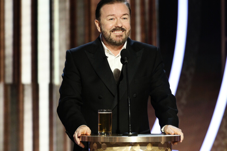 Ricky Gervais under Golden Globe-galan i Los Angeles.