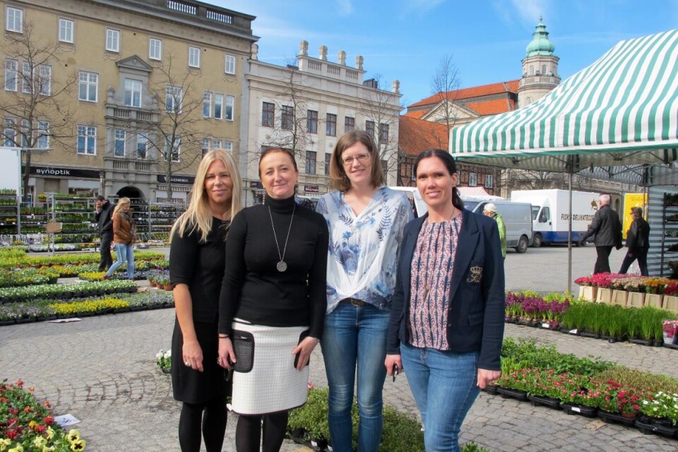 Cecilia Clang, Karlshamnsbostäder, Emina Kovacic, Anna Terning och Christina Svensson från Karlshamns kommun presenterade det nya projektet på fredagen. Foto: Towe Olsson