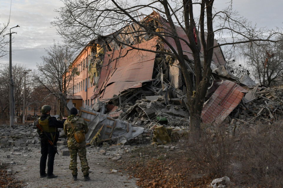 Tidigare rysk förstörelse i Kramatorsk, den här gången träffades en skola. Arkivbild.