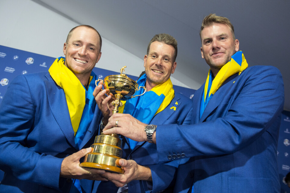Robert Karlsson (till höger) blir vicekapten i Ryder Cup på nytt. Arkivbild.