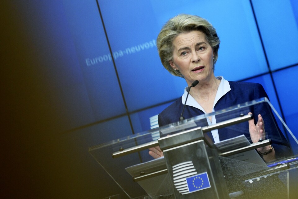 EU-kommissionens ordförande Ursula von der Leyen räknar med allt fler vaccindoser till medlemsländerna under våren. Arkivfoto.