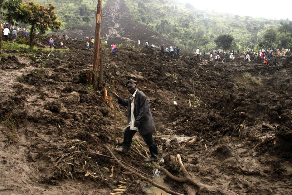 Lerskred efter kraftiga regn i östra Uganda 2010. Arkivbild.