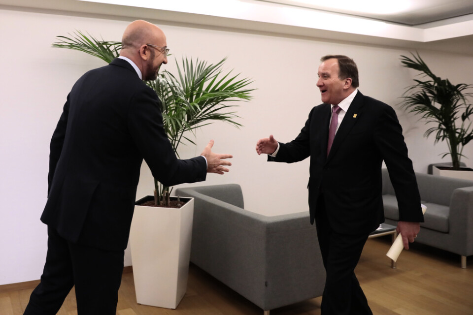 Statsminister Stefan Löfven (S) träffade EU:s ordförande Charles Michel inför EU-toppmötet i Bryssel på torsdagen.