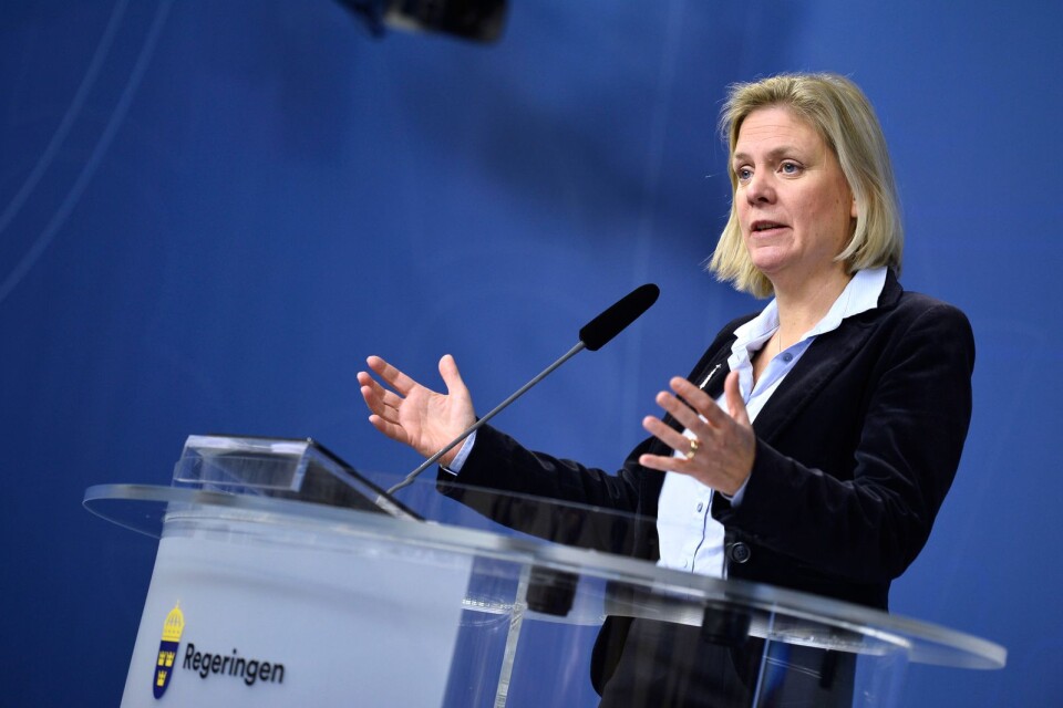 Finansminister Magdalena Andersson (S) presenterar ny budgetprognos. Arkivbild.