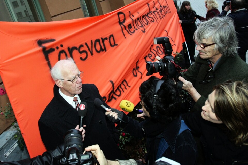 Pingstpastorn Åke Green i samband med att målet mot honom togs upp i Högsta domstolen 2005. Arkivbild.