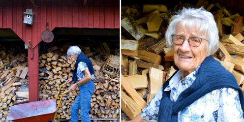 90-åriga skogsägaren Inga-Lill hugger all sin ved: ”Uppvuxen så”