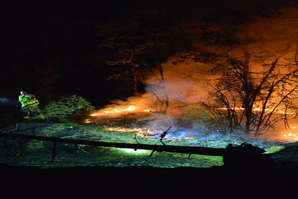 Rishögar får brinna ut i Ruda. Arkivbild från en annan brand.
