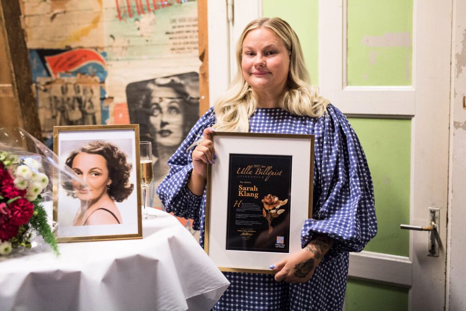Sarah Klang får Ulla Billquist-stipendium.