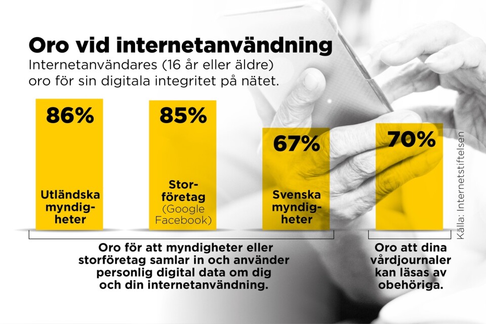 Väldigt många svenskar är oroliga för hur deras personliga integritet skyddas på nätet.