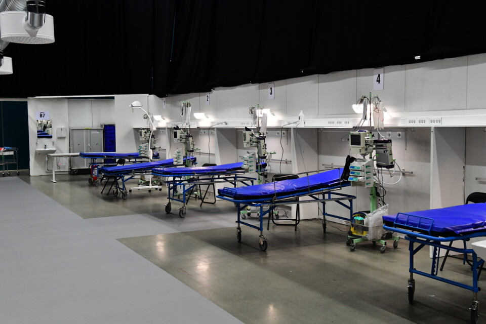 Fältsjukhuset i Älvsjö är redo att ta emot patienter. Arkivbild.