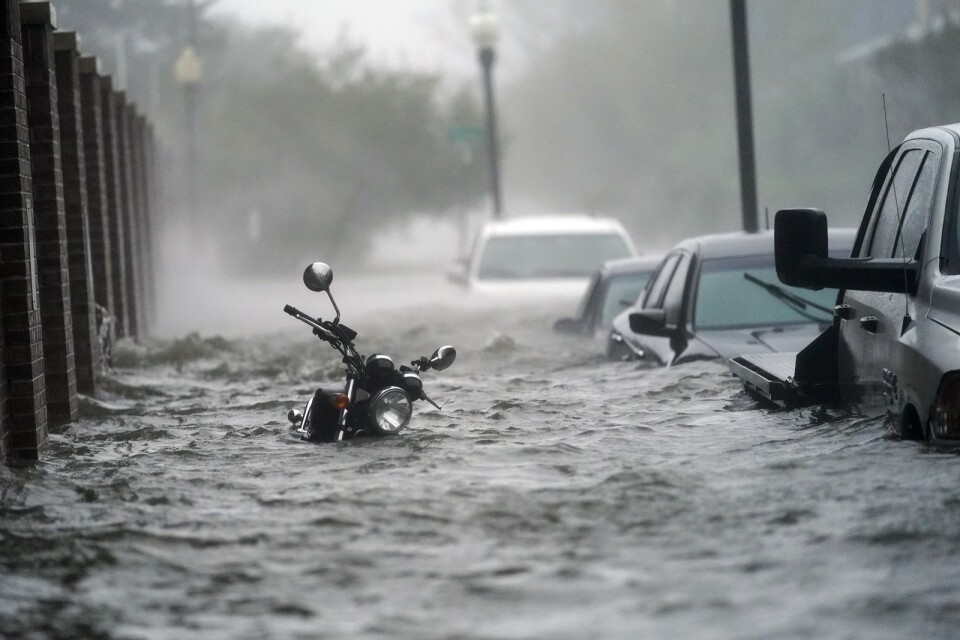 Översvämmade gator i Pensacola, Florida, på onsdagen.