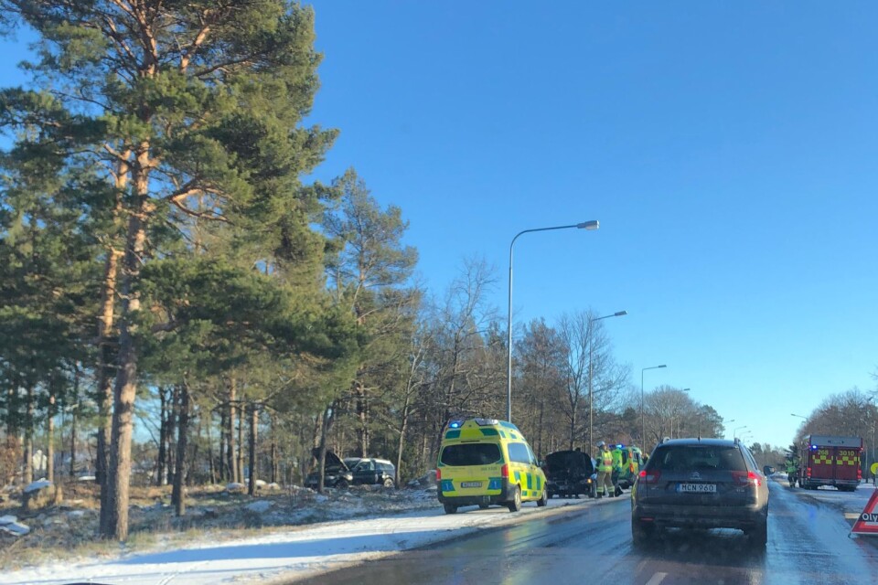 Olycksplatsen på Östersjövägen i Oskarshamn.