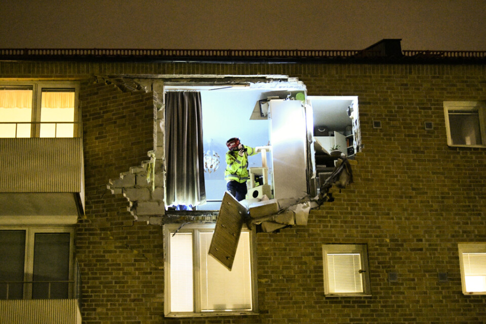 Lägenhetsexplosionen i stadsdelen Kobjer i Lund den 27 december vållade stora skador i flerfamiljshuset. Arkivbild.