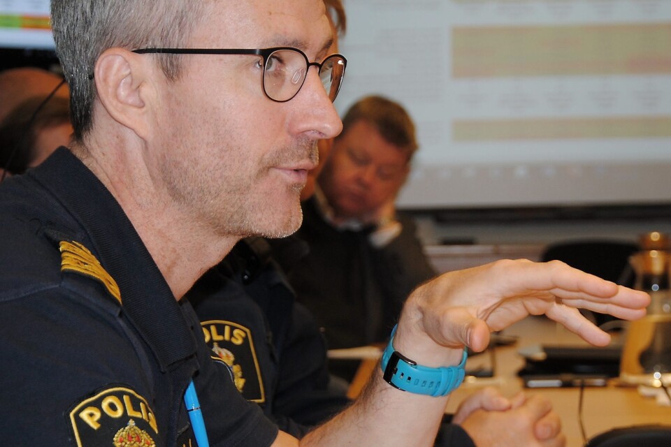 Pär Cederholm har fått fyra nya aspiranter till organisationen under hösten, och på måndag börjar de fyra färdigutbildade poliser som tidigare varit aspiranter i Hässleholm. FOTO: Lars-Åke Englund