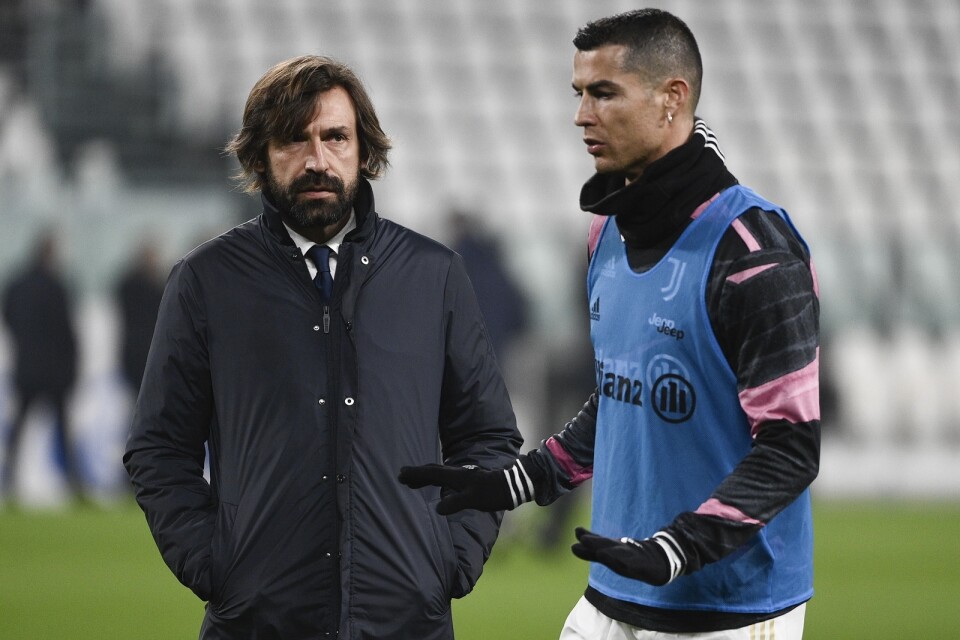 Andrea Pirlo med Juvestjärnan Cristiano Ronaldo. Arkivbild.