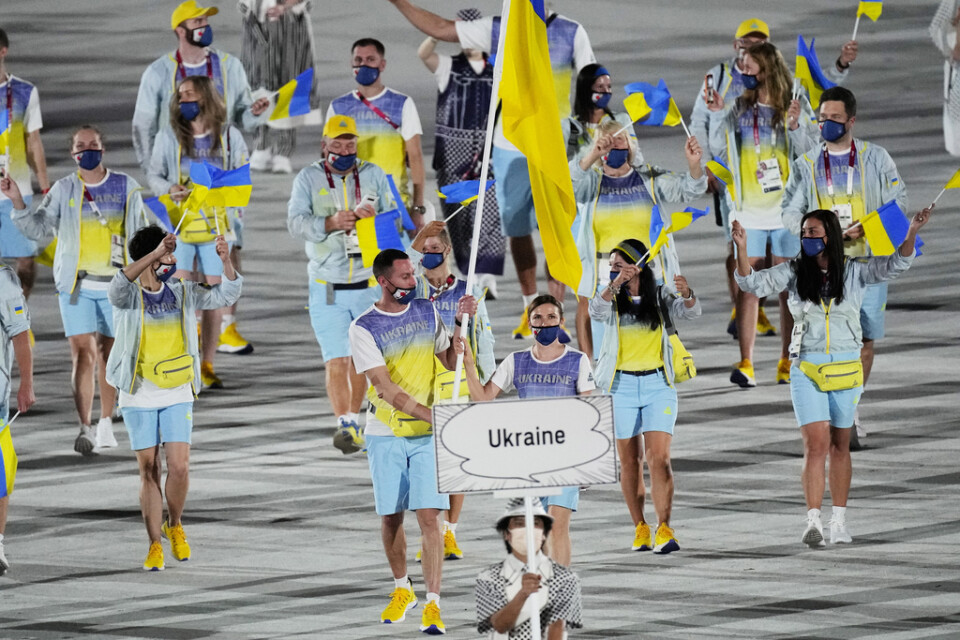 Ukraina gör entré under årets OS-invigning. Arkivbild.