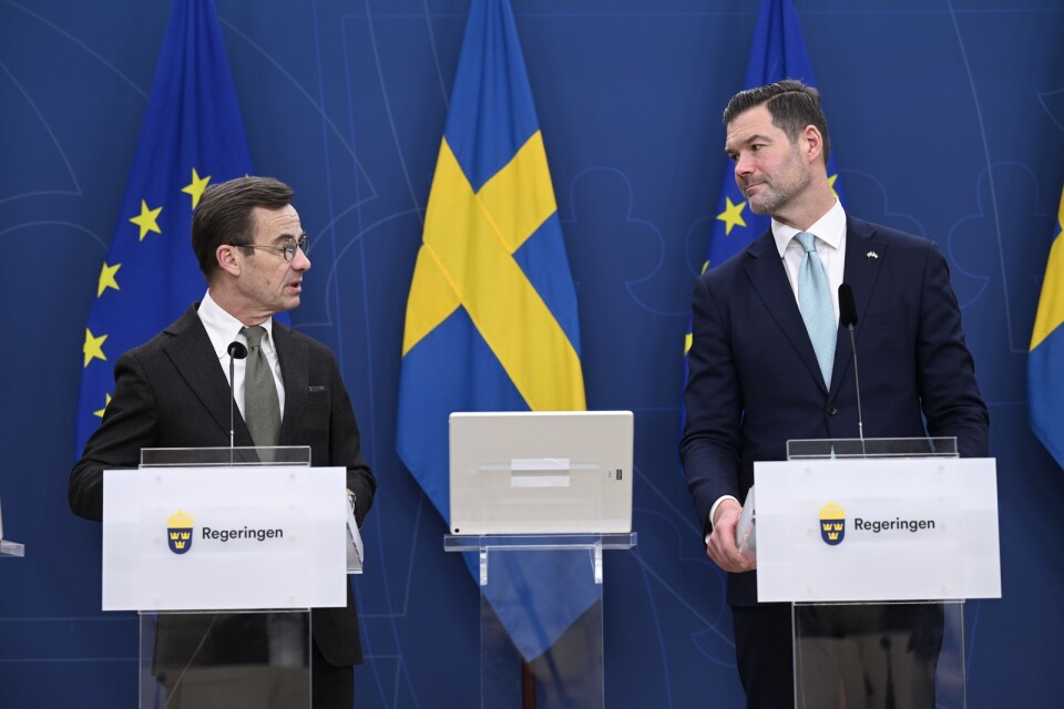 Statsminister Ulf Kristersson (M) och bistånds- och utrikeshandelsminister Johan Forssell (M) presenterade på måndagen ett nytt stödpaket till Ukraina.