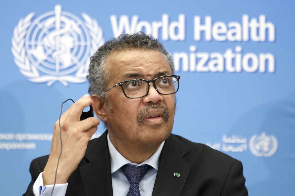 Världshälsoorganisation WHO och dess generaldirektör Tedros Adhanom Ghebreyesus har även före coronapandemin nämnts som lämplig fredspristagare för sina insatser kring bättre hälsa i världen. Arkivfoto.