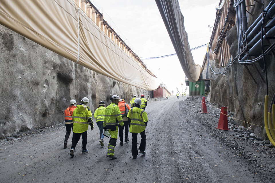 En stor del av tunnelbygget i E4 Förbifart Stockholm står still sedan Trafikverket i mars hävde två kontrakt med en entreprenör. Arkivbild.