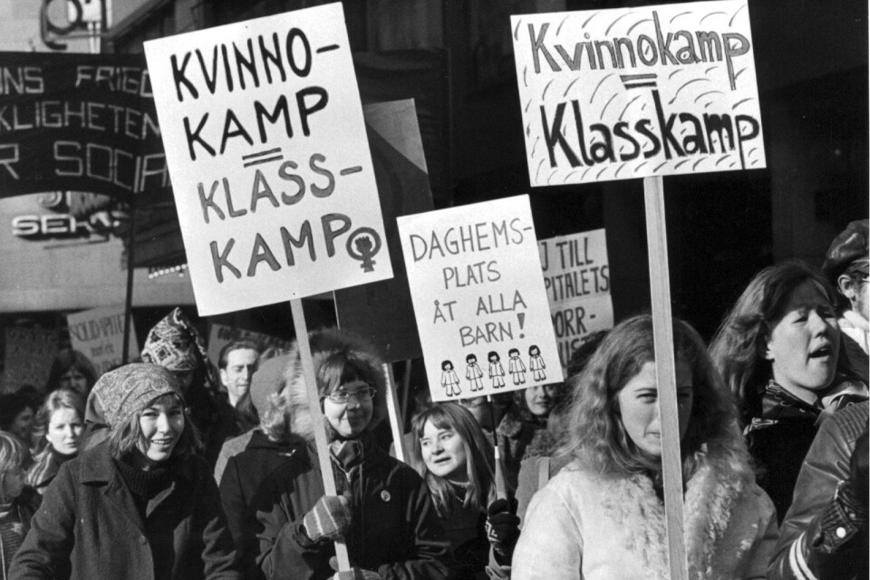 Demonstration under internationella kvinnodagen, den 8 mars 1974.