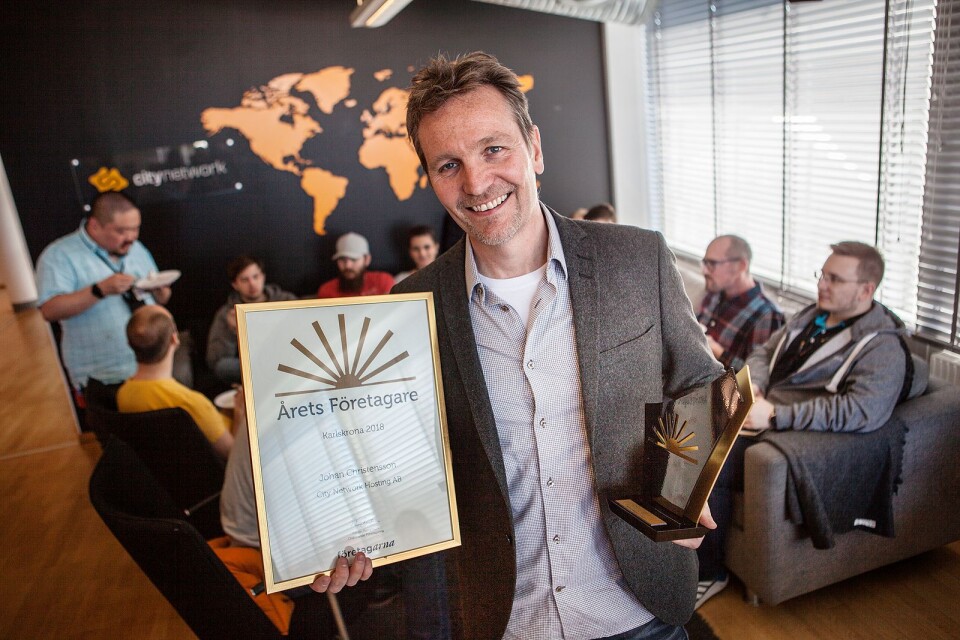 Johan Christenson och City network är utsedda till Årets företagare av Företagarna Karlskrona.