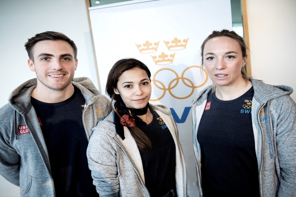 Kim Amb, Angelica Bengtsson och Josefin Olsson har tagits ut till sitt tredje OS. Foto: Pontus Lundahl/TT
