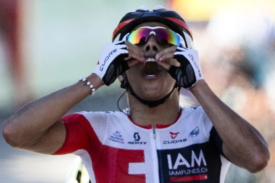 Jarlinson Pantano när han vann en etapp under Tour de France 2016. Nu har colombianen stängts av i fyra år för bloddopning. Arkivbild.