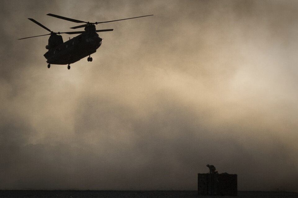En amerikansk militärhelikopter i Afghanistan. Arkivbild.