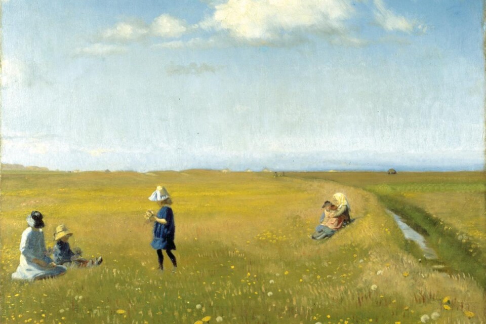 Michael Ancher: "Børn og unge piger plukker blomster på en mark nord for Skagen" (1887). Foto: Skagens Museum